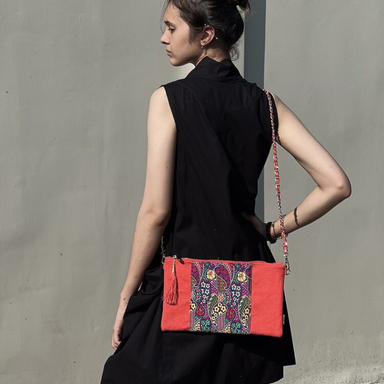 Sacoche Chain Shoulder Bag Indian red Flora