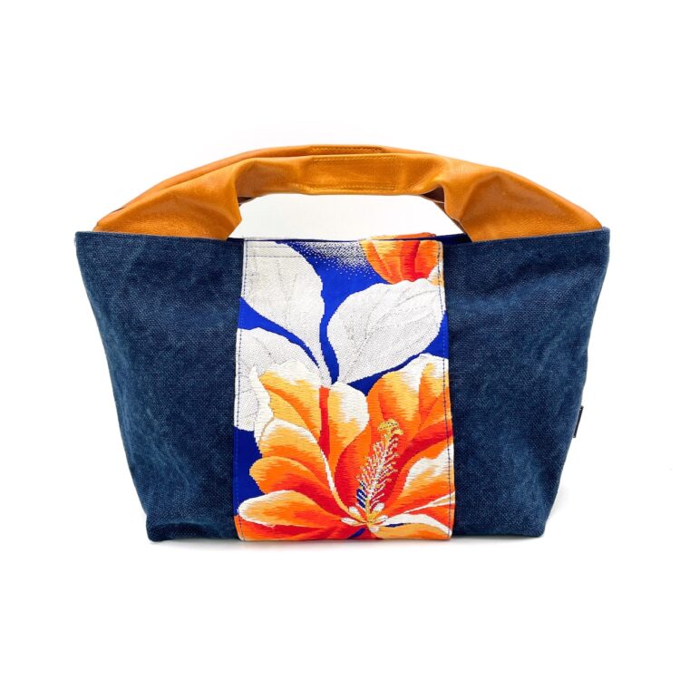 Canvas Obi Leather Tote Bag Habicus Flower