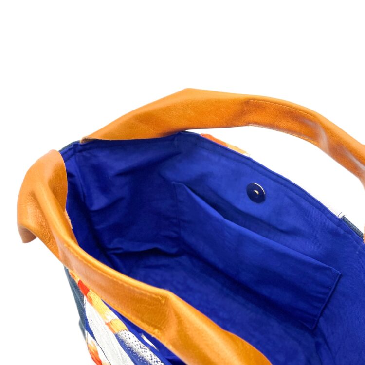 Canvas Obi Leather Tote Bag Habicus Flower