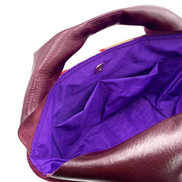 Canvas Obi Leather Tote Bag Wave Rhythm