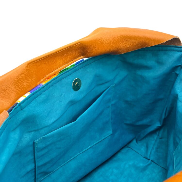 Large Canvas Obi Leather Tote Bag Twin Bird