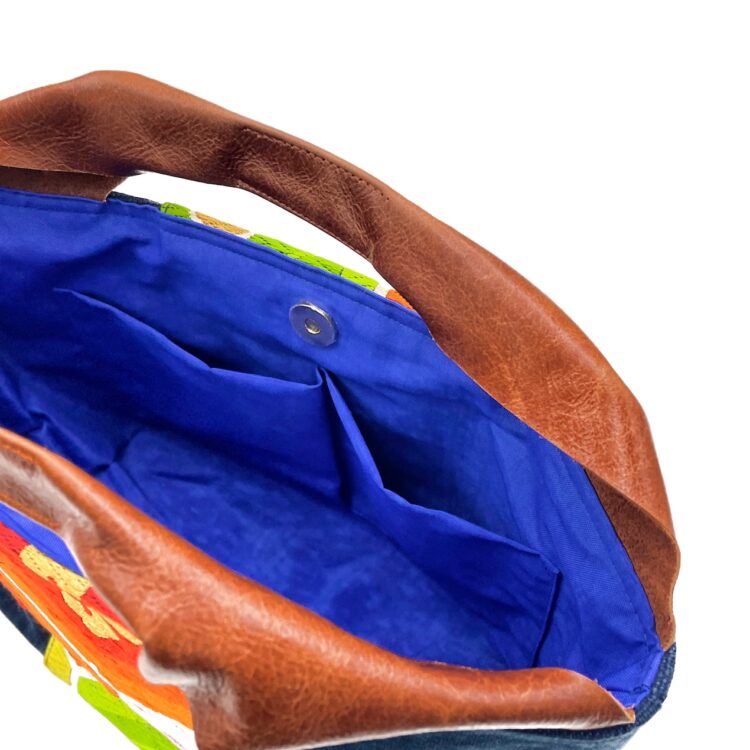 Canvas Obi Leather Tote Bag Summer Flower