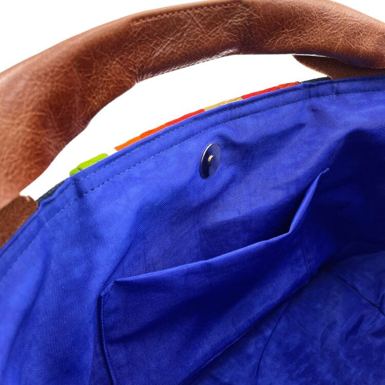 Canvas Obi Leather Tote Bag Summer Flower