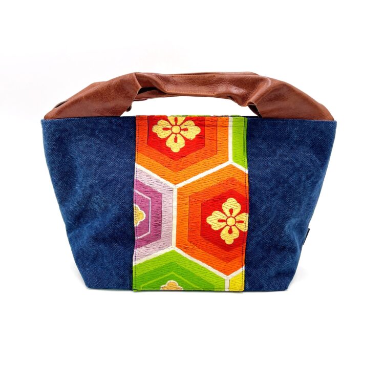 Canvas Obi Leather Tote Bag Summer Flower