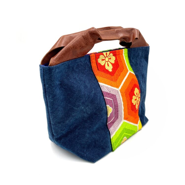 Canvas Obi Leather Tote Bag Summer Flower