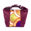 Large Canvas Obi Leather Tote Bag Wave Rhythm