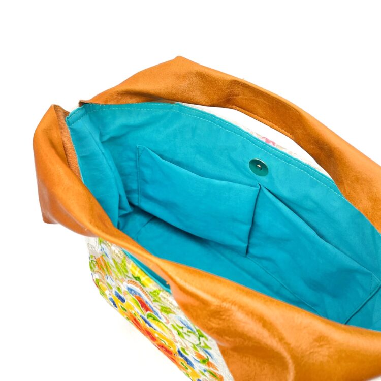 Canvas Obi Leather Tote Bag Spring Parade