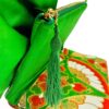 Kimono Ribbon Clutch Bag Flower Green