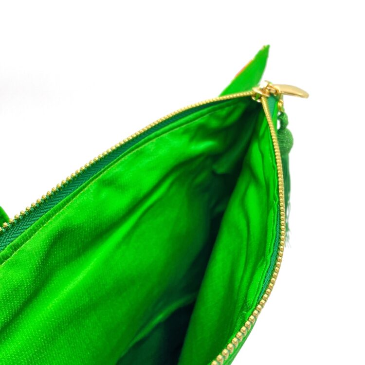 Kimono Ribbon Clutch Bag Flower Green