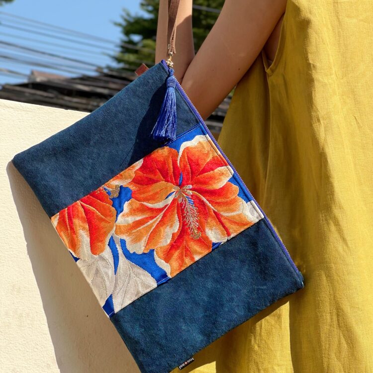 13″ LAPTOP SLEEVE KIMONO LAPIS HIBISCUS