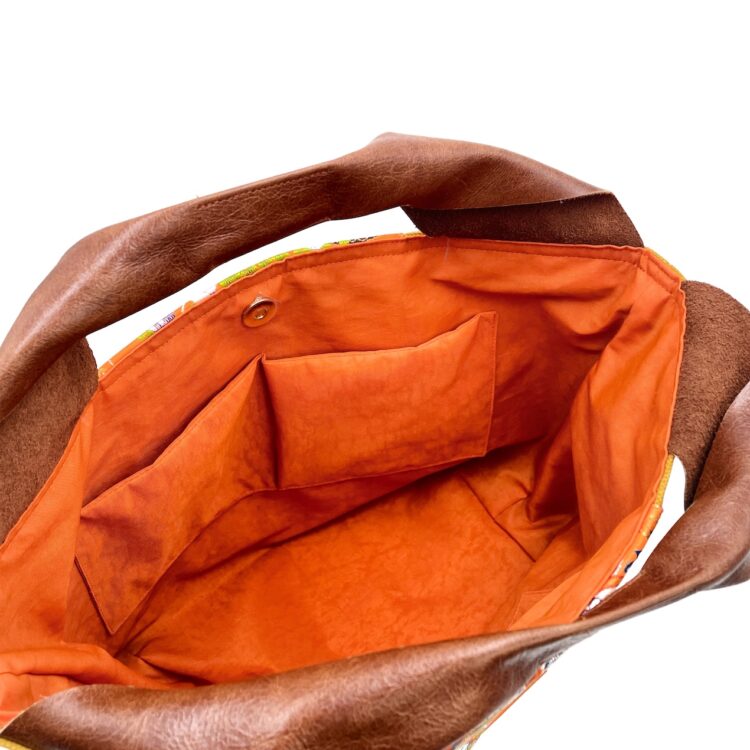 Large Canvas Obi Leather Tote Bag Sand Strom