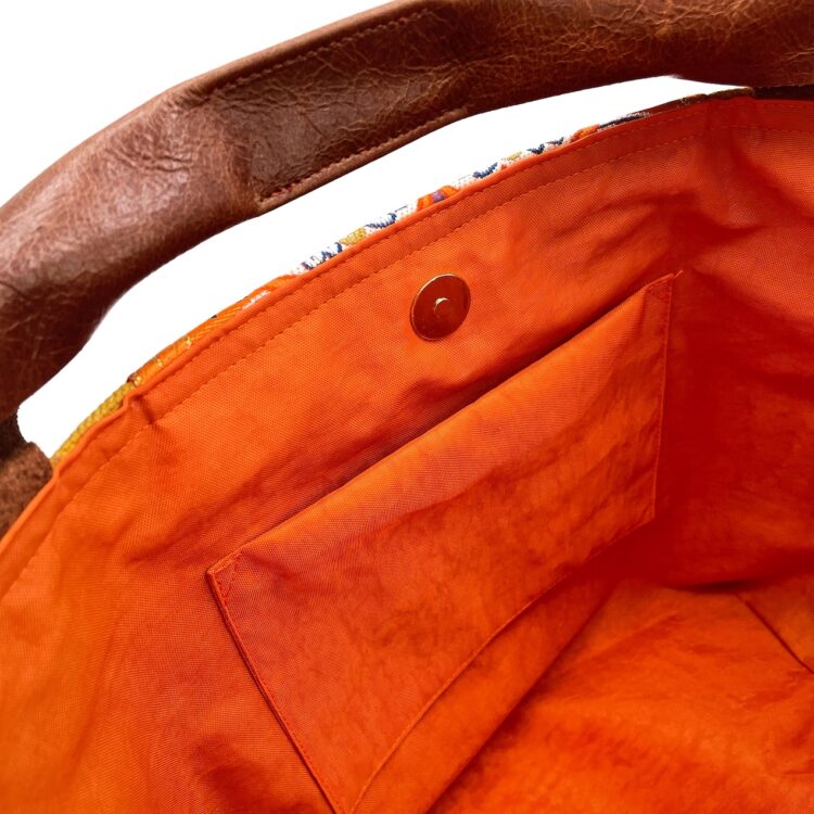 Large Canvas Obi Leather Tote Bag Sand Storm