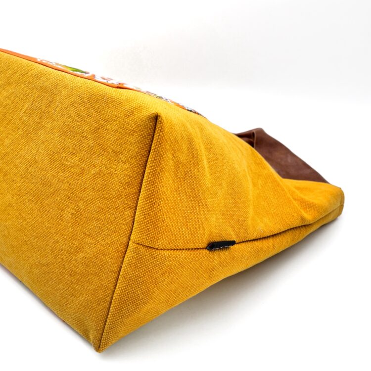 Large Canvas Obi Leather Tote Bag Sand Storm