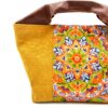 Canvas Obi Leather Tote Bag Sand Storm