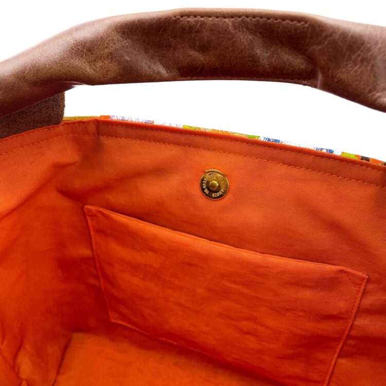 Canvas Obi Leather Tote Bag Sand Storm