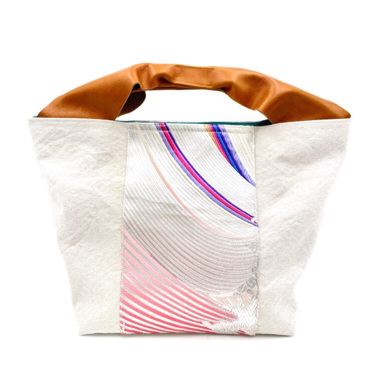 Large Canvas Obi Leather Tote Bag Ombre Skies