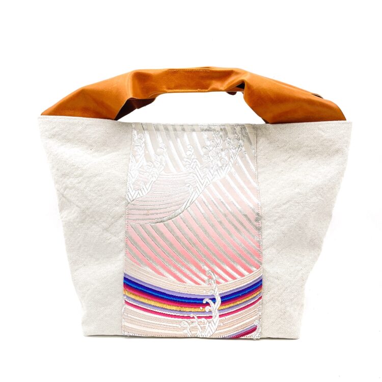 Large Canvas Obi Leather Tote Bag Ombre Skies