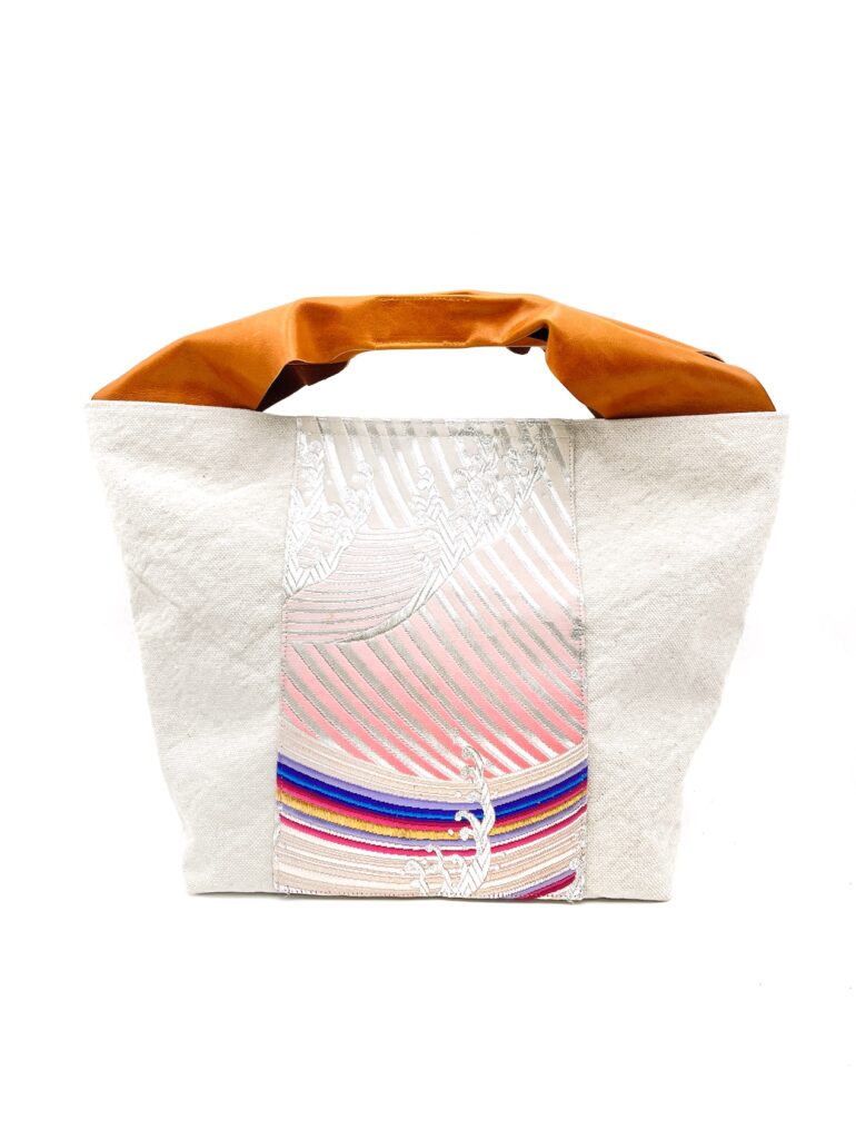 Large Canvas Obi Leather Tote Bag Sunset Waves