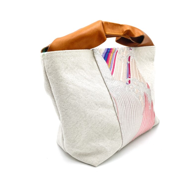 Canvas Obi Leather Tote Bag Ombre Skies