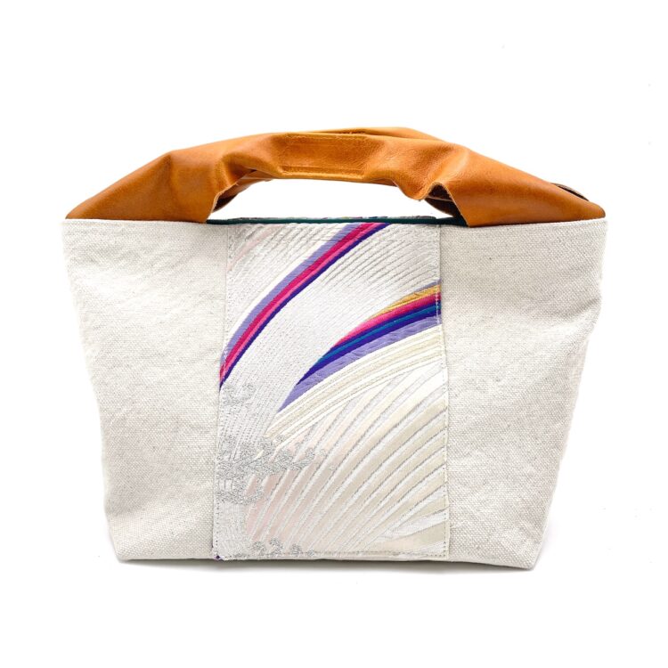 Canvas Obi Leather Tote Bag Ombre Skies