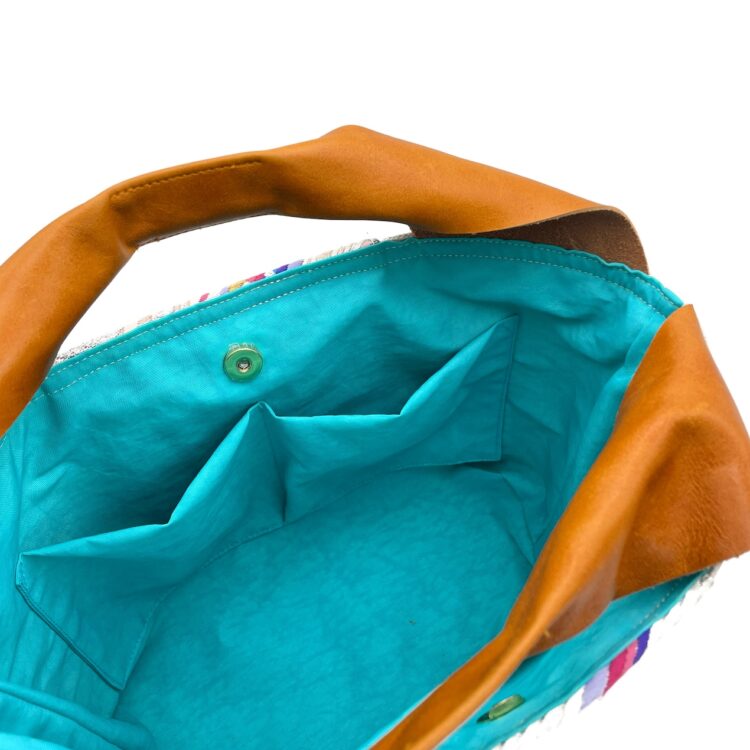 Canvas Obi Leather Tote Bag Ombre Skies