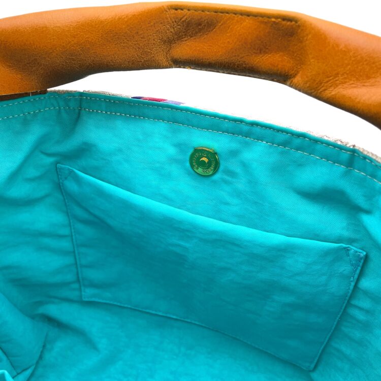 Canvas Obi Leather Tote Bag Ombre Skies