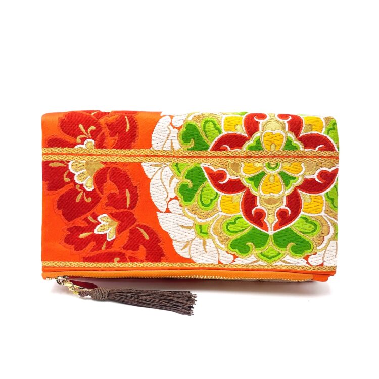 Canvas Obi Clutch Bag Fire Amaryllis
