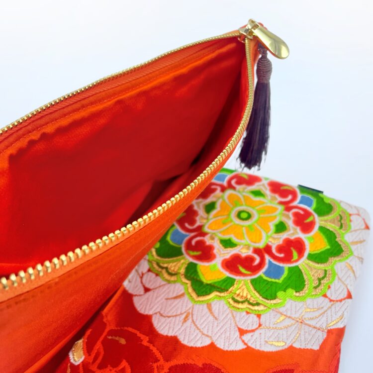 Canvas Obi Clutch Bag Fire Amaryllis