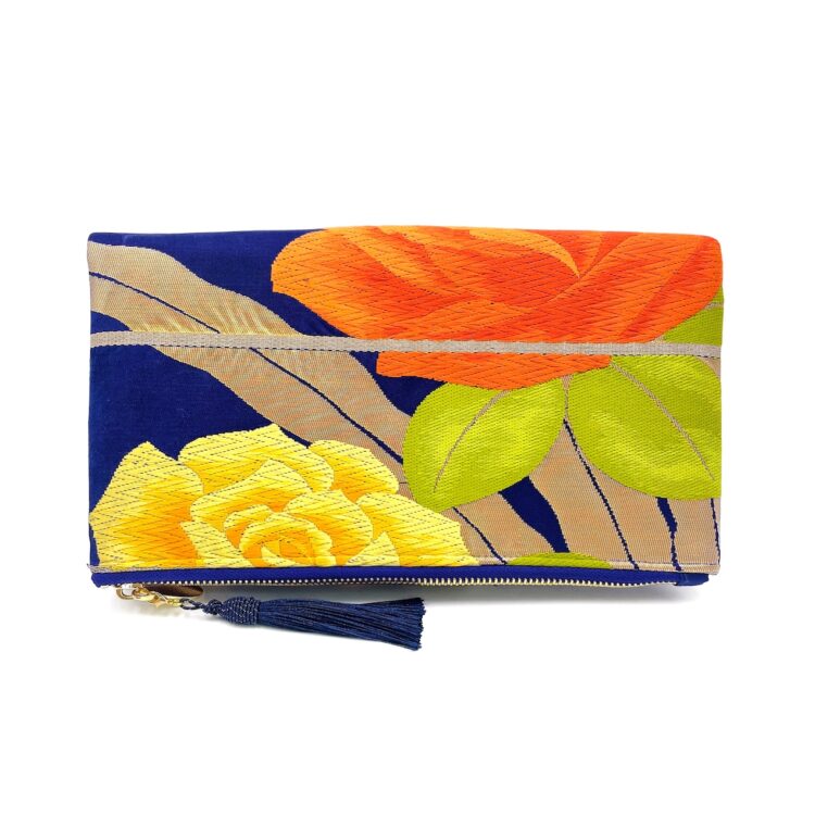 Canvas Obi Clutch Bag Rose Blooming
