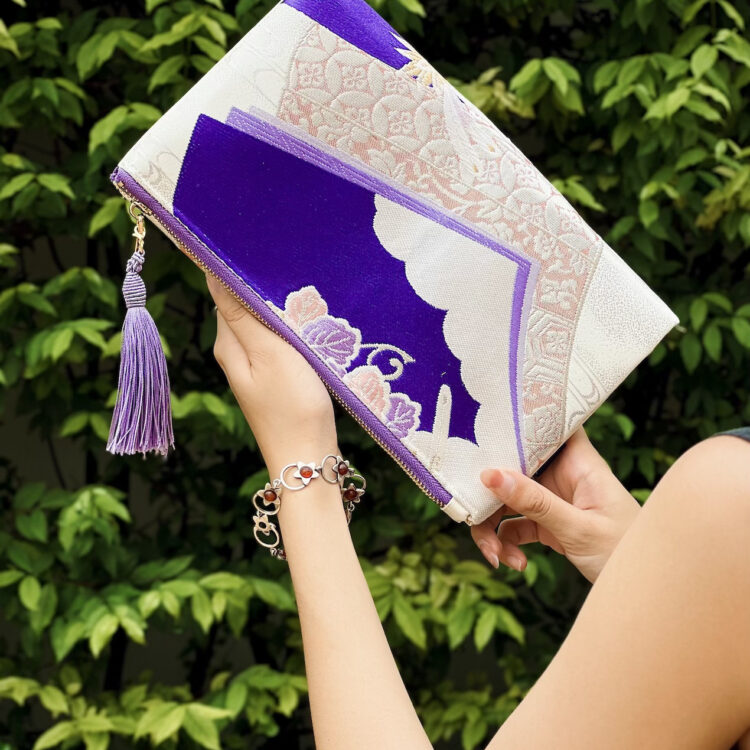 Canvas Obi Clutch Bag Indigo Sky