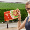 Canvas Obi Clutch Bag Fire Amaryllis