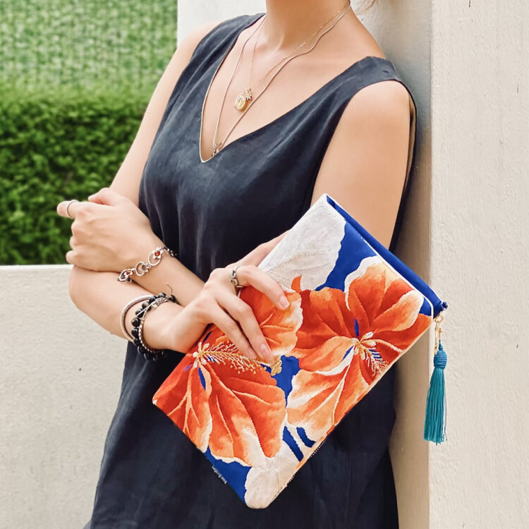 Canvas Obi Clutch Bag Habicus Flower