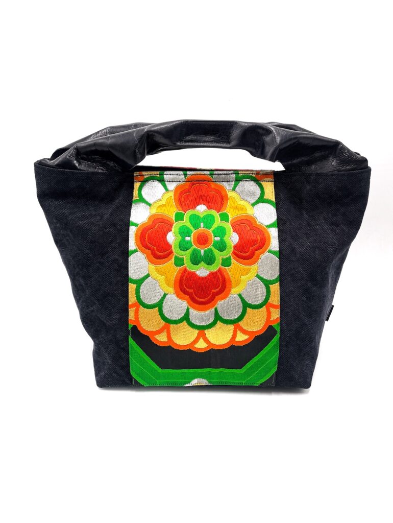 Large Canvas Obi Leather Tote Autumn Extravaganza