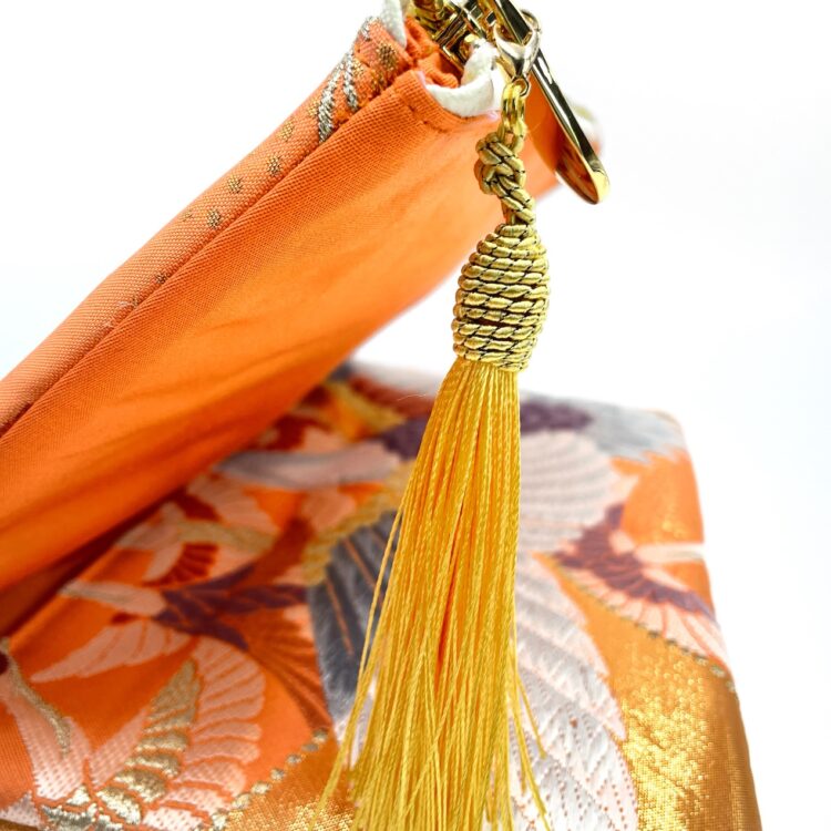 着物クラッチバッグ 鶴鳥