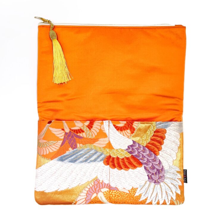 着物クラッチバッグ 鶴鳥