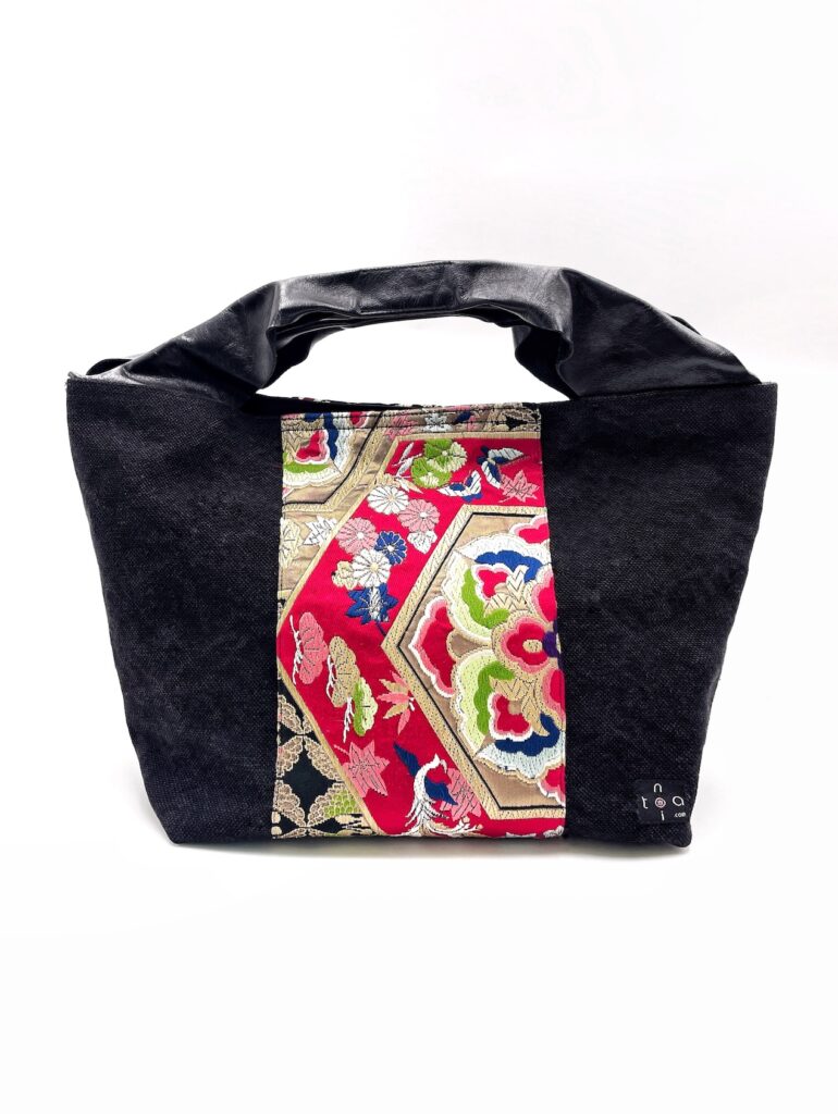 Large Canvas Obi Leather Tote Bag Sunset Ripples