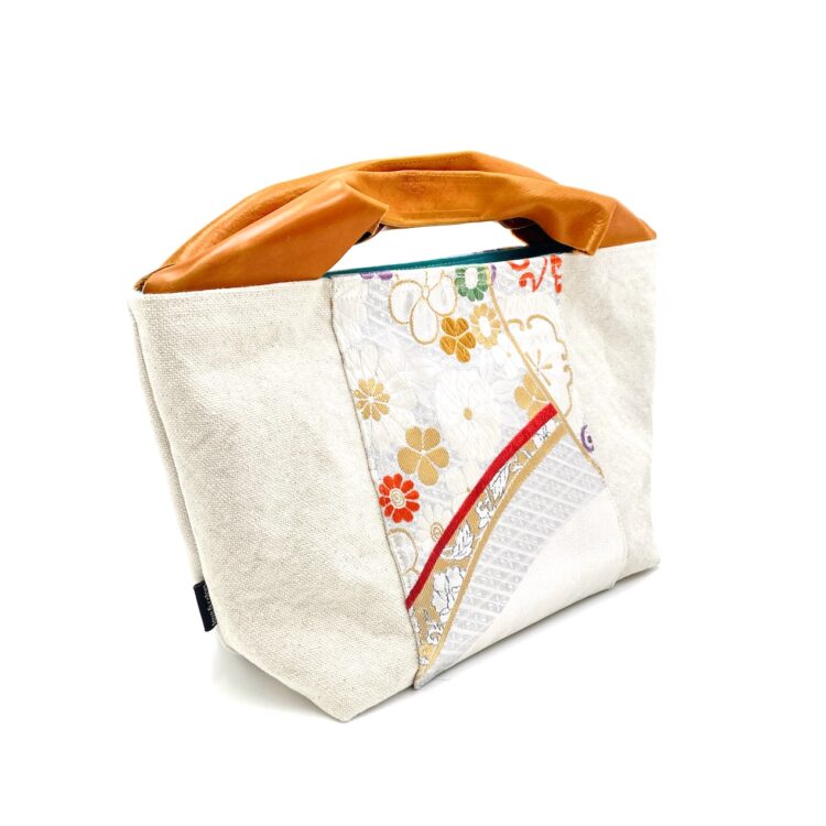 Canvas Obi Leather Tote Caramel Bliss