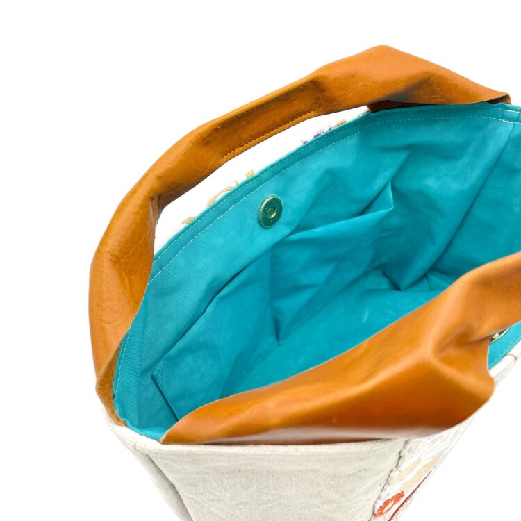 Canvas Obi Leather Tote Caramel Bliss