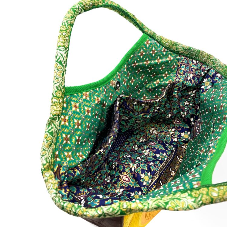Boho Kimono Small Tote Green Swirl