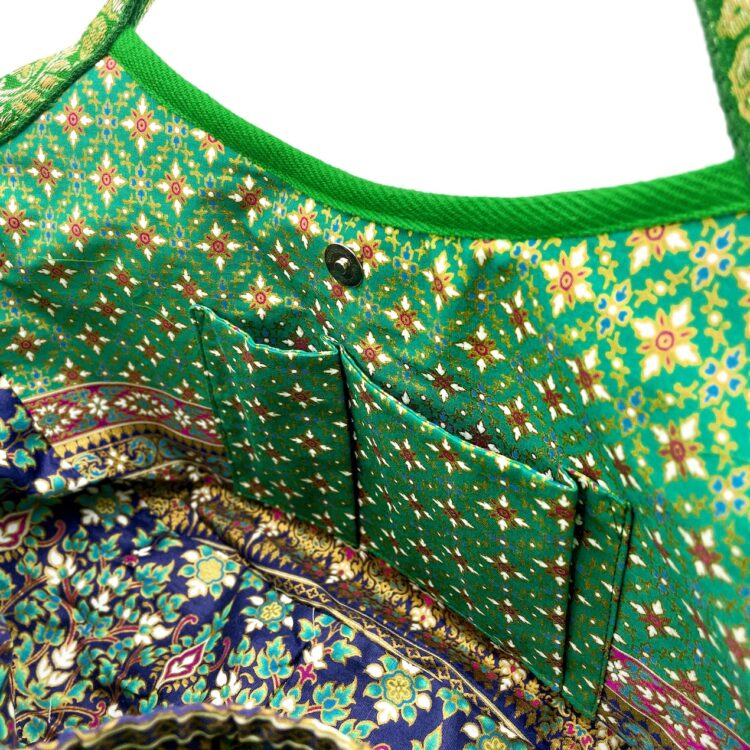 Boho Kimono Small Tote Green Swirl