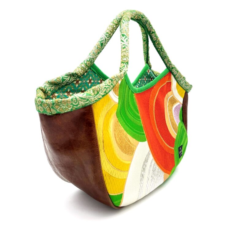 Boho Kimono Small Tote Green Swirl