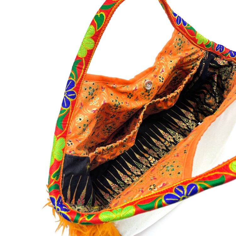 Boho Kimono Small Tote Pumpkin Puff