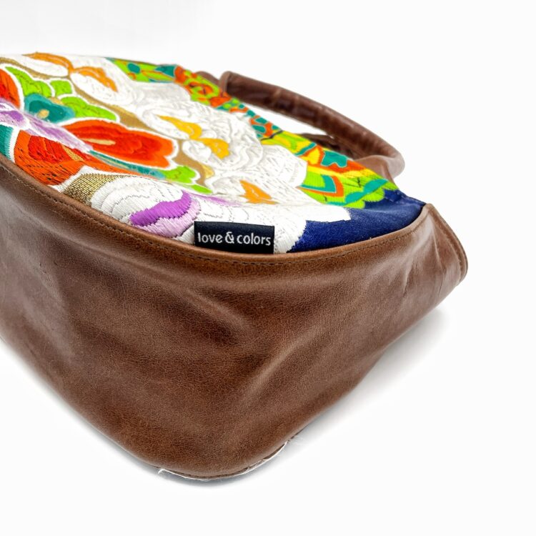 Kimono Round Handbag Navy Embroidery