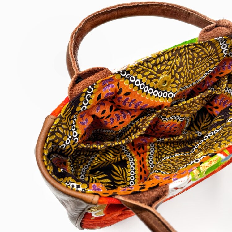 着物ラウンドハンドバッグ ファイヤーアマリリス - トアノイ