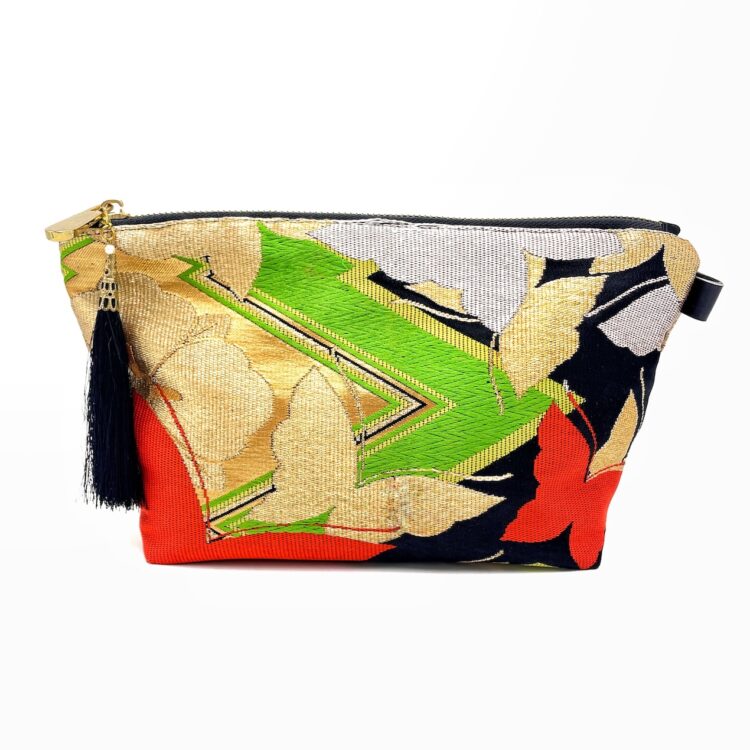 Large Kimono Pouch Flower Black