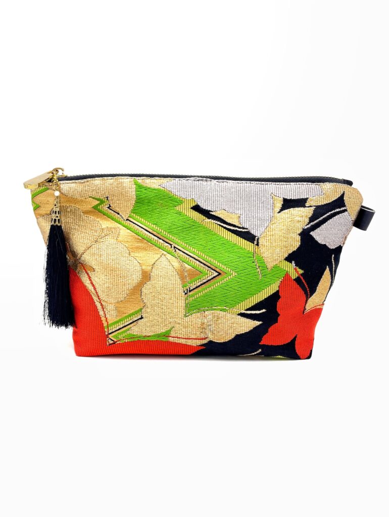 Large Kimono Pouch Flower Black