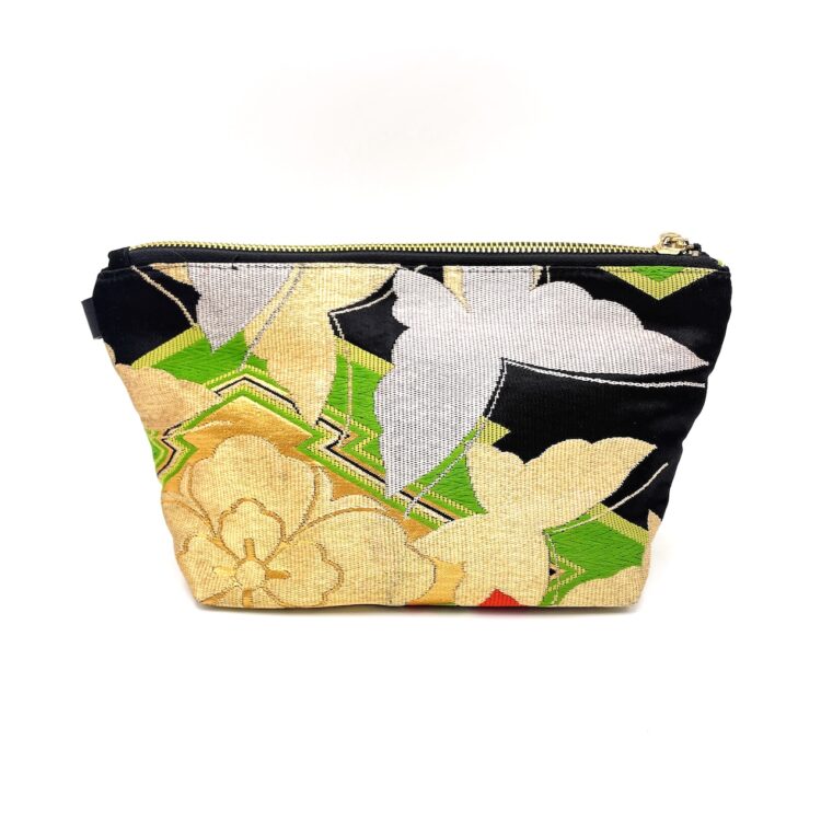 Large Kimono Pouch Flower Black
